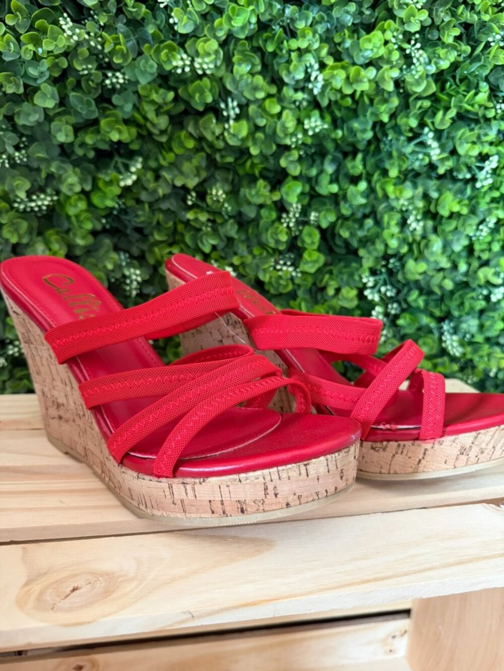 Red Strappy Cork Wedges – Size 6 (NWOT)